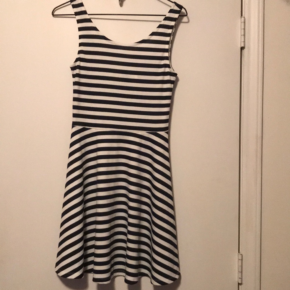 Divided striped navy dress